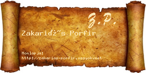 Zakariás Porfir névjegykártya